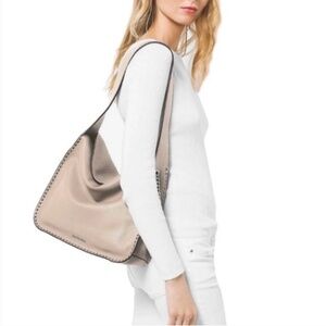 Michael Kors Astor Silver Studded Cement Large‎ leather Hobo